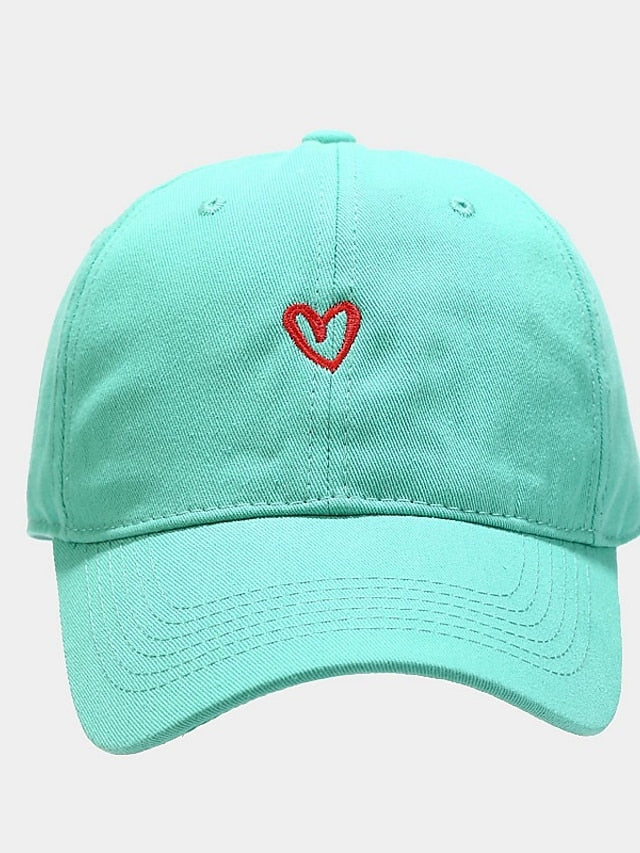 Cotton Baseball Caps Unisex Casual Sunhat Heart Embroidery Man Women Summer Hat Outsport Daily Duck Tongue Cap Couple Sun Visor - LuckyFash™
