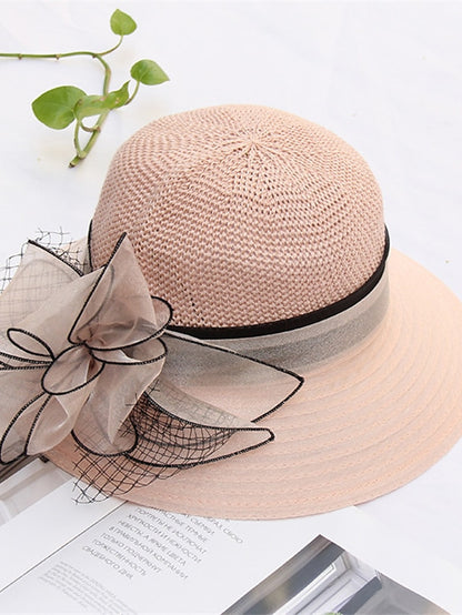 Women's Hat Bucket Hat Sun Hat Pink Wine Khaki Party Outdoor Dailywear Floral Floral Portable Windproof Comfort - LuckyFash™