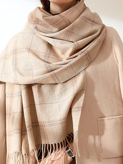 Women's Women's Shawls & Wraps Outdoor Dailywear Holiday Yellow Blue Pink Scarf Plaid - LuckyFash™