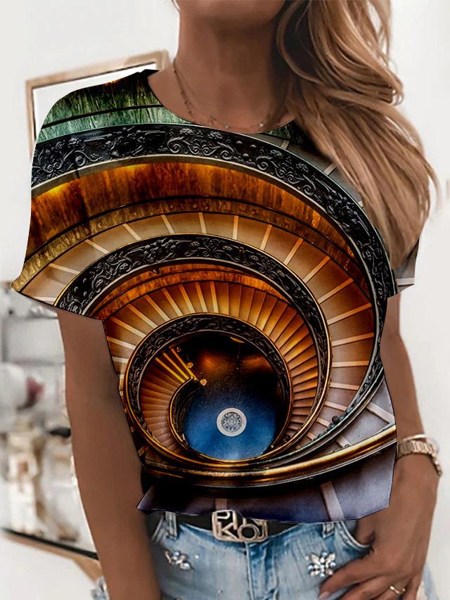 Architectural Printing Round Neck T-shirt - LuckyFash™