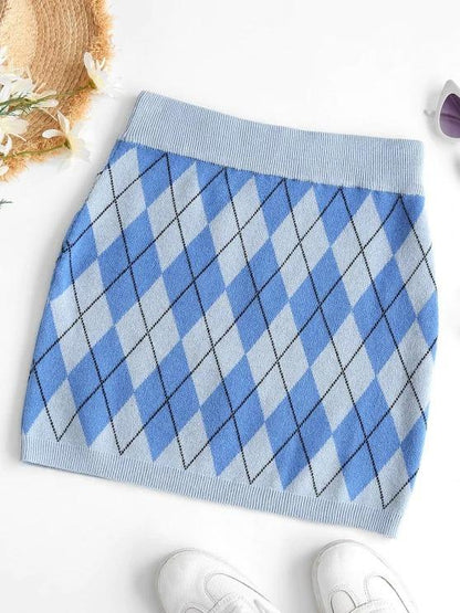 Argyle Knit Slinky Skirt - LuckyFash™