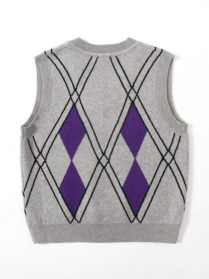 Argyle Knit Sweater Vest - LuckyFash™