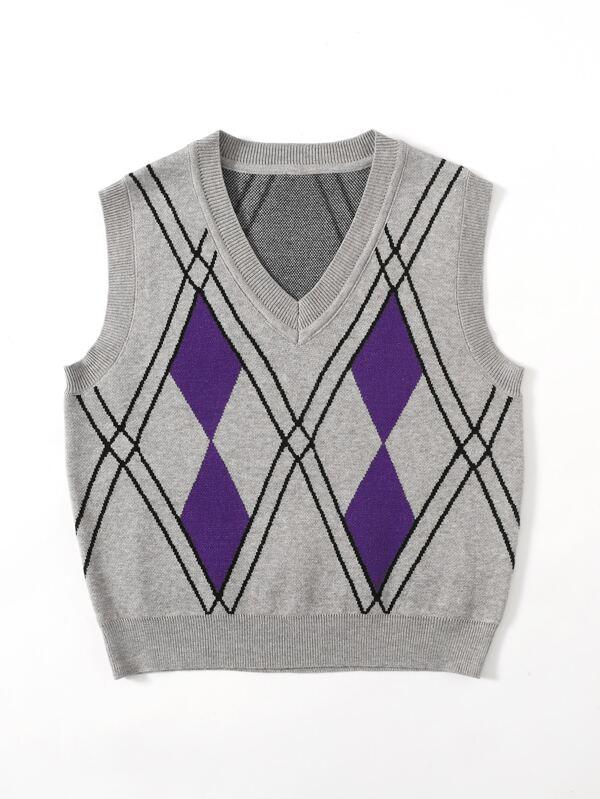 Argyle Knit Sweater Vest - LuckyFash™