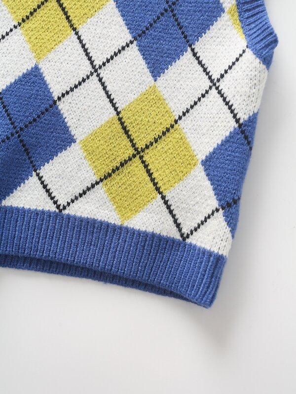 Argyle Pattern Crewneck Sweater Vest - LuckyFash™