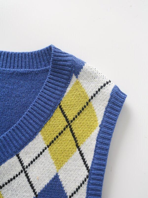 Argyle Pattern Crewneck Sweater Vest - LuckyFash™