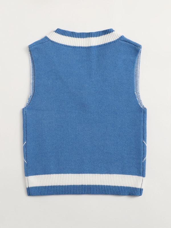 Argyle Pattern Sweater Vest-Blue - LuckyFash™