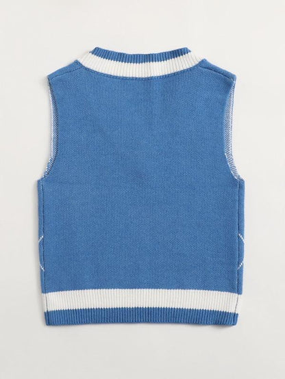 Argyle Pattern Sweater Vest-Blue - LuckyFash™