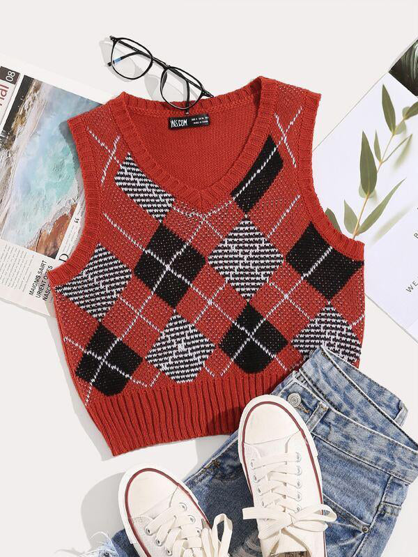 Argyle Pattern Sweater Vest - LuckyFash™