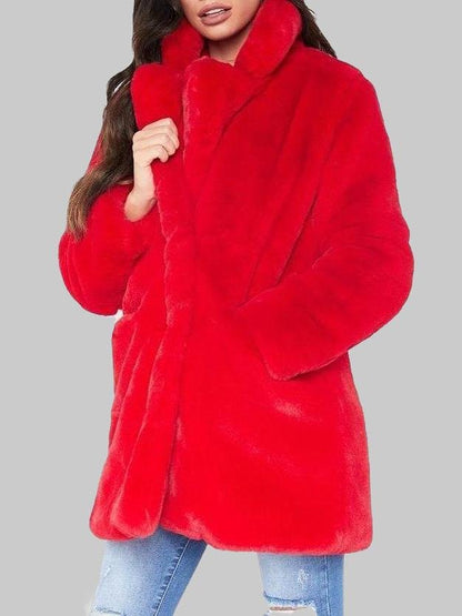 Artificial Wool Turn Down Collar Coat - LuckyFash™
