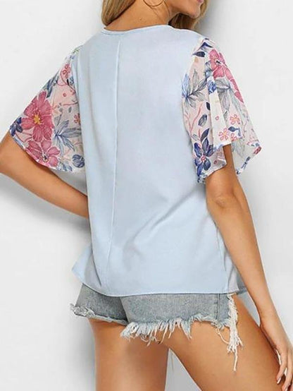 Asymmetrical Floral Wrap Blouse - LuckyFash™