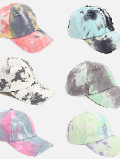 Hole Style New Tie Dye Irregular Gradient Baseball Cap Men's And Women's Colorful Cap Outdoor Sun Protection Adjustable Hat - LuckyFash™