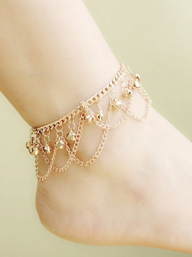 Ankle Bracelet Stylish Ethnic Women's Body Jewelry For Daily Beach Classic Alloy Hollow Heart Gold 1pcs - LuckyFash™
