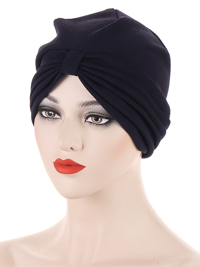 Fashion Solid Color Women Muslim Headscarf Top Knotted Turban Hat Sleep Hat Inner Hijab Bonnet Femme Round Head Cover Headwrap - LuckyFash™