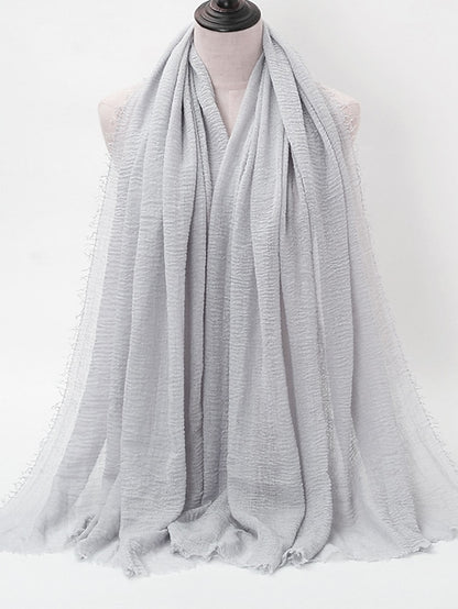 Plain Wrinkle Wrap Cotton Viscose Long Shawl Scarf Women Crinkle Hijab Shawl Muslim Head Hijab Scarf - LuckyFash™