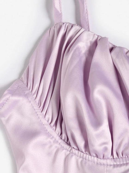 Backless Satin Flared Cami Dress - LuckyFash™