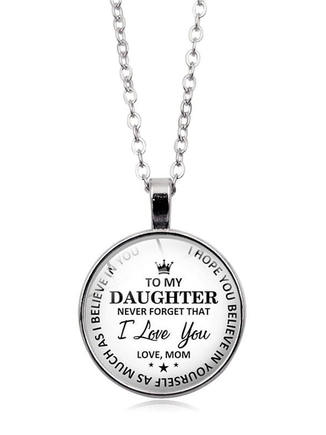 Women's necklace Fashion Street Letter Necklaces & To my Daughter Pendant Round Glass Necklaces / Sweater Chain Necklace - LuckyFash™