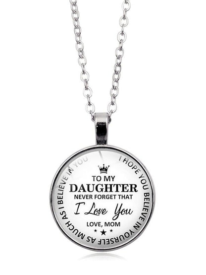 Women's necklace Fashion Street Letter Necklaces & To my Daughter Pendant Round Glass Necklaces / Sweater Chain Necklace - LuckyFash™