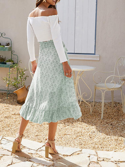 Bandage Split Irregular Floral Chiffon Skirt - LuckyFash™