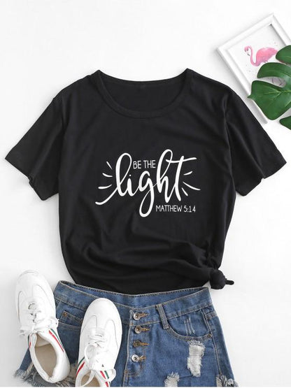 Basic Be The Light Graphic Cotton Tee - LuckyFash™