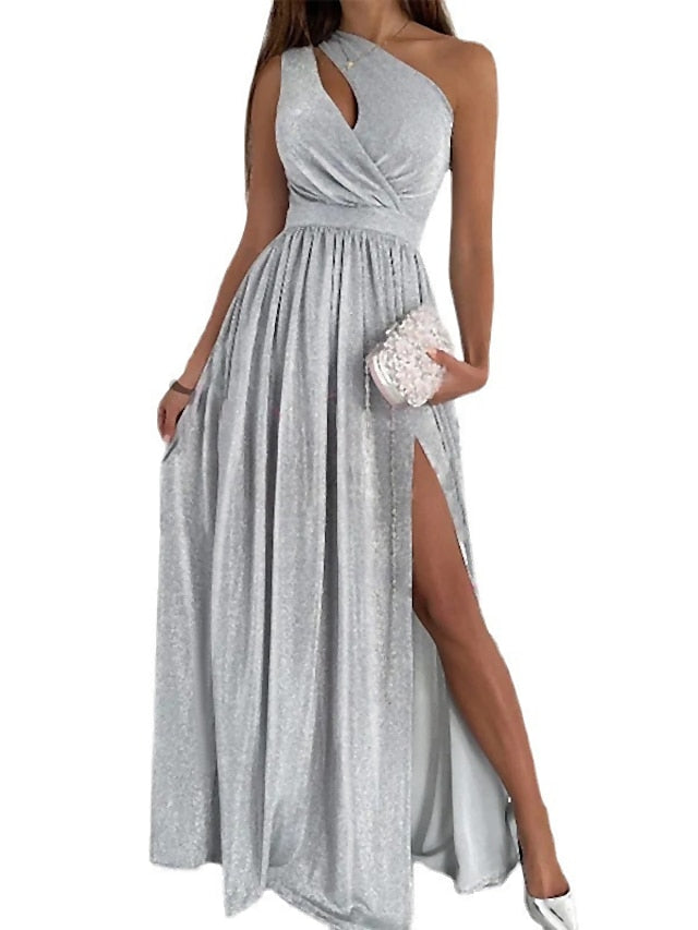 Womenâ€˜s Formal Party Dress Long Dress Maxi Dress Light Pink Green Dusty Rose Sleeveless Pure Color Patchwork Fall Summer Autumn Off Shoulder 2023 S M L XL XXL - LuckyFash™