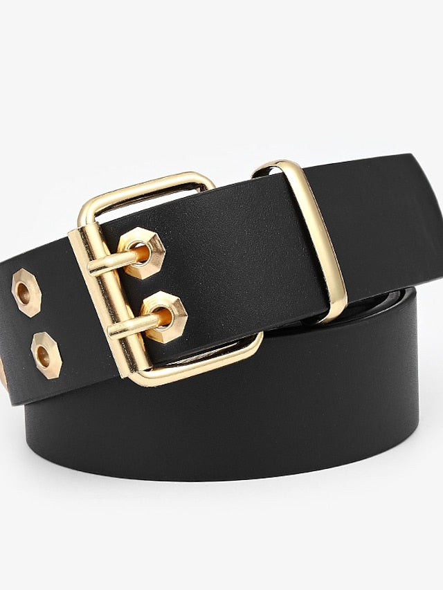 Women's Unisex PU Buckle Belt PU Leather Metal Bucke Eyelet Casual Classic Party Daily White Black Yellow Brown - LuckyFash™