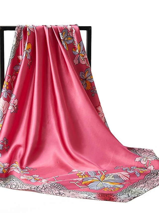 Fashion Shawls Women Daily Bandannas New Print Sunscreen 90X90CM Kerchief Spring Summer Square Silk Scarves - LuckyFash™