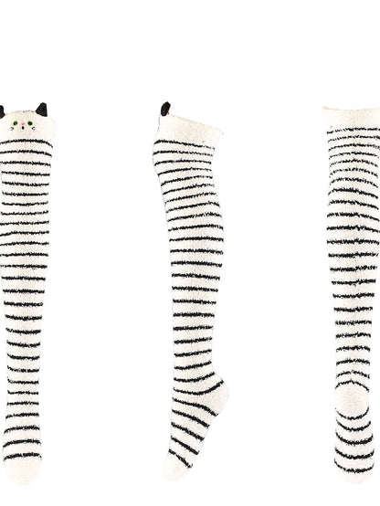 Women's Knee High Socks Home Daily Multi Color Polyester Spandex Basic Classic Warm Cute 1 Pair - LuckyFash™
