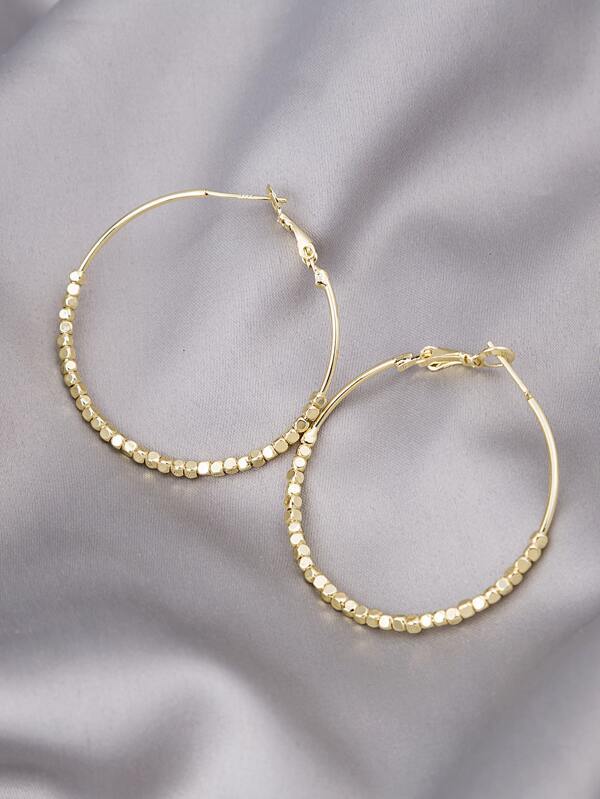Bead Detail Hoop Earrings - LuckyFash™