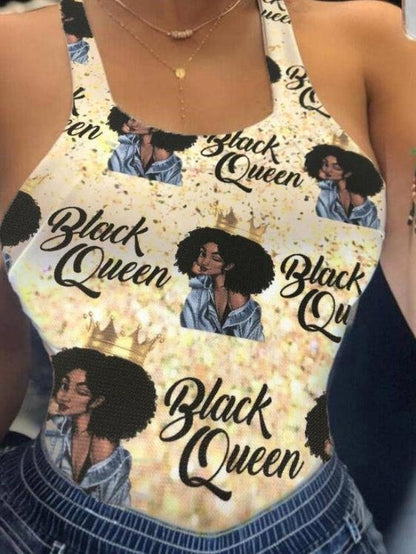 Beauty Figure Print Sleeveless Tank Top - LuckyFash™
