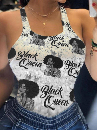 Beauty Figure Print Sleeveless Tank Top - LuckyFash™