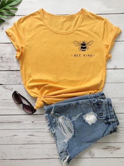 Bee And Letter Graphic Tee - LuckyFash™
