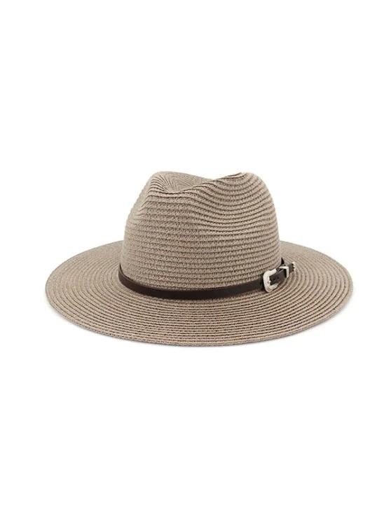 Belt Embellished Straw Outdoor Jazz Beach Hat - LuckyFash™