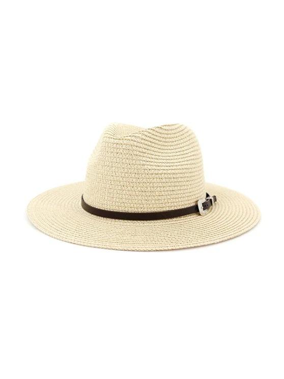 Belt Embellished Straw Outdoor Jazz Beach Hat - LuckyFash™