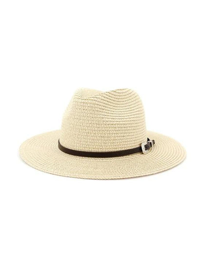 Belt Embellished Straw Outdoor Jazz Beach Hat - LuckyFash™