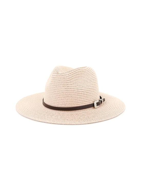 Belt Embellished Straw Outdoor Jazz Beach Hat - LuckyFash™