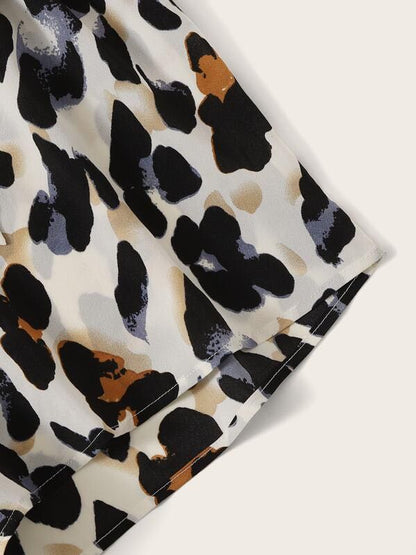 Belted Leopard Print Paperbag Shorts - LuckyFash™