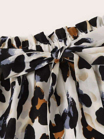 Belted Leopard Print Paperbag Shorts - LuckyFash™