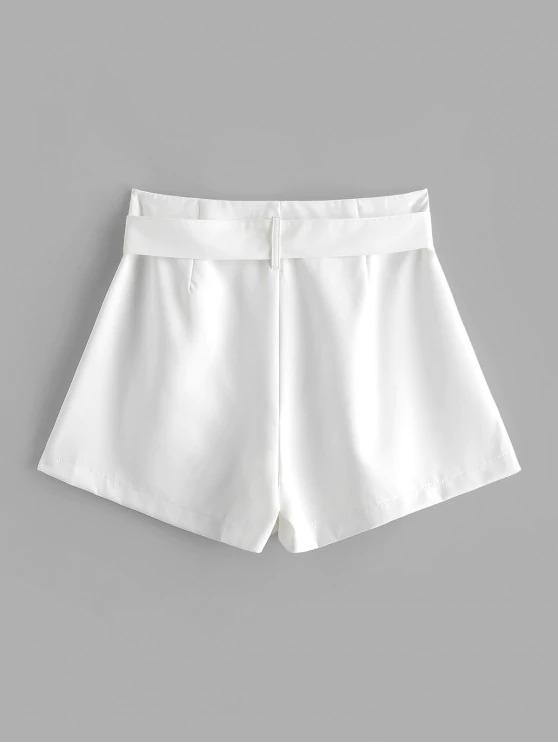 Belted Zip Fly High Waisted Shorts - LuckyFash™