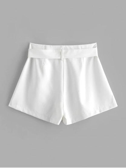 Belted Zip Fly High Waisted Shorts - LuckyFash™