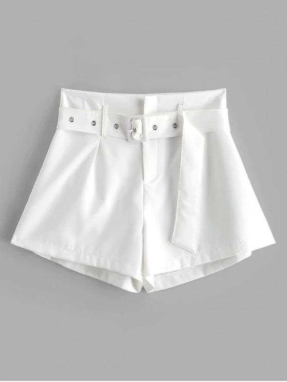 Belted Zip Fly High Waisted Shorts - LuckyFash™