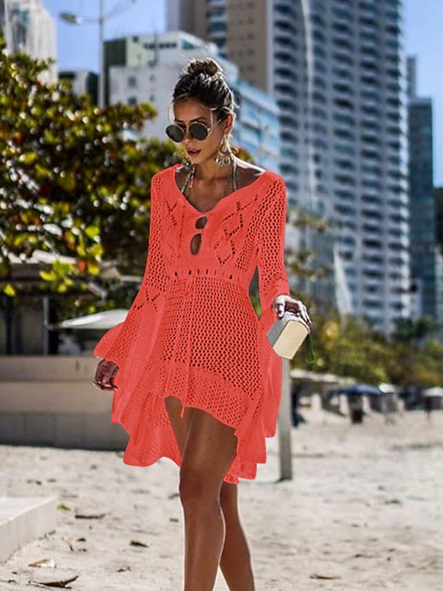 Womenâ€˜s Green Black Blue Long Sleeve Pure Color Lace up Winter Fall Autumn Crew Neck Hot Winter Dress Fall Dress Loose Fit One-Size - LuckyFash™