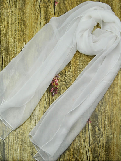 Women's Chiffon Scarf Dailywear Daily Date Red Pink Scarf Pure Color / Basic / Fall / Winter / Spring - LuckyFash™