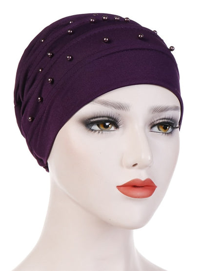 Fashion Muslim Women Turban Scarf Pearl Fold Turban Hat Cancer Chemo Beanies Cap Islamic Wrap Headscarf Musulman Femme Hijab Hair Accessories - LuckyFash™