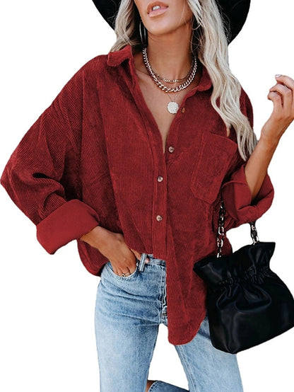 Jacket Basic Solid Colored Classic Shirt Collar Stard Spring &  Fall Light Pink Darkblue Green Purple Pink for Women - LuckyFash™