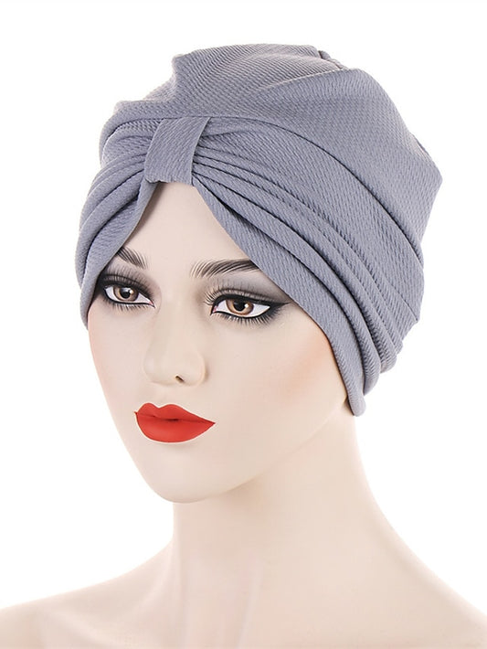 Fashion Solid Color Women Muslim Headscarf Top Knotted Turban Hat Sleep Hat Inner Hijab Bonnet Femme Round Head Cover Headwrap - LuckyFash™