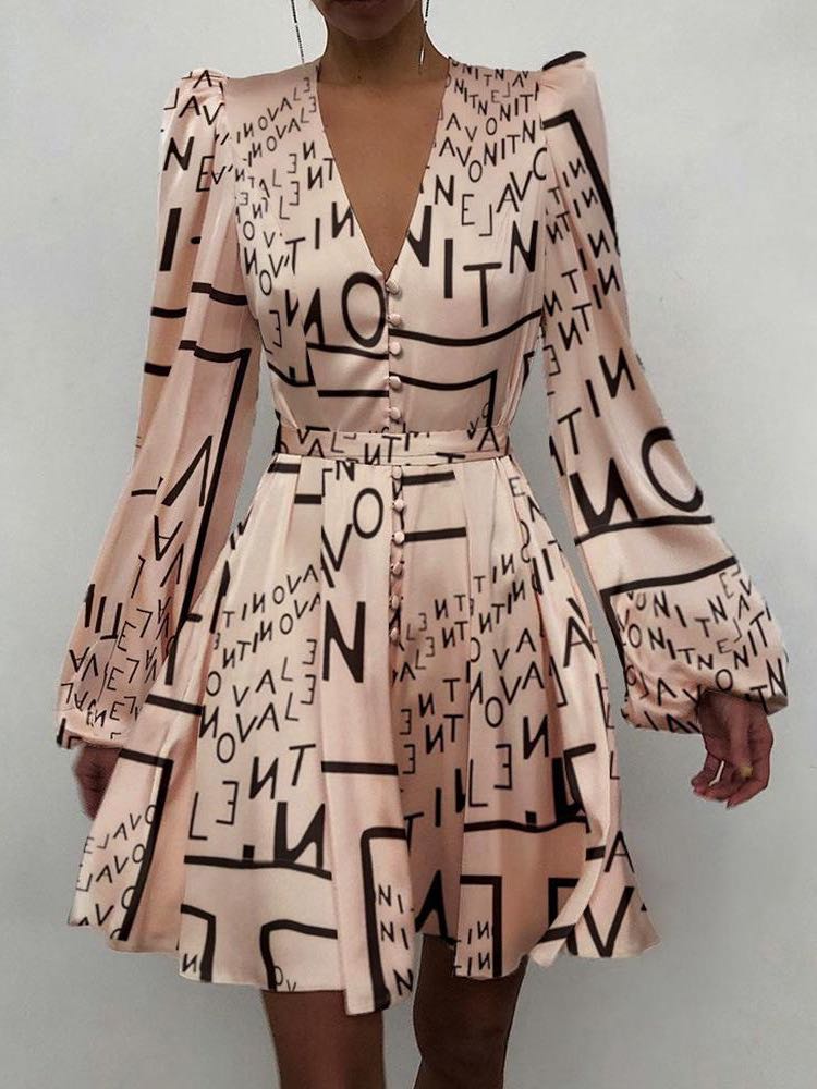 Women' s Bishop Sleeves Silk Mini A-line Dress - LuckyFash™