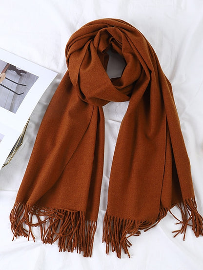 Women's Women's Shawls & Wraps Party Black Scarf Pure Color / Basic / Red / Fall / Winter / Polyester - LuckyFash™