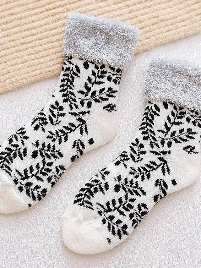 Women's Crew Socks Thick Winter Warm Socks Home Christmas Work Polyester Spandex Nylon Basic Casual Warm Elastic Casual 1 Pair - LuckyFash™