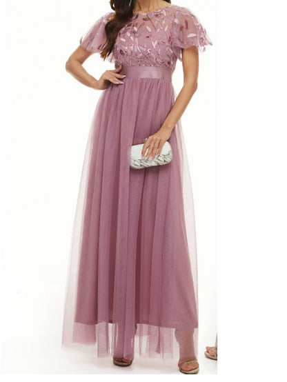 Womenâ€˜s Formal Party Dress Wedding Guest Dress Long Dress Maxi Dress Black Silver Gold Short Sleeve Pure Color Sequins Spring Summer Fall Wedding 2023 XS S M L XL XXL 3XL 4XL - LuckyFash™