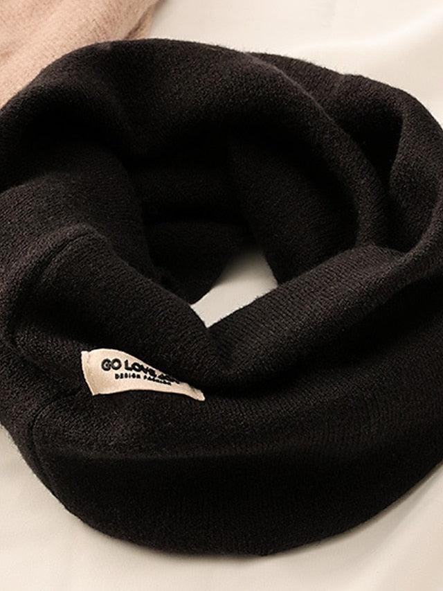 Women's Infinity Scarf Outdoor Dailywear Holiday Beige Black Khaki Scarf Pure Color - LuckyFash™